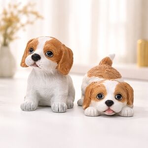 Vintage Homco White and Tan Cocker Spaniel Cermanic Puppy Figurine